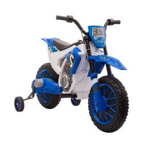 12V Electric Motorbike for Kids Battery-Powered Motorcycle Ride-On Toy with Charging Battery Training Wheels Blue