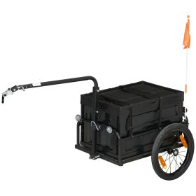 Trailer for Bike, Bicycle Cargo Trailer with Removable Storage Box and Folding Frame, Steel Bottom
