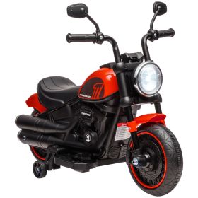 6V Ride-on Motorcycle for Kids with Training Wheels Red Battery-Operated Motorbike Single-Button Start