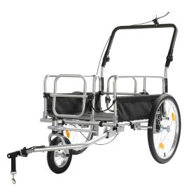 Q235 steel pipe 130*80*107cm bicycle trailer rack black 100kg cargo trailer with handrail