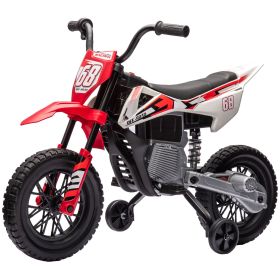 12V Kids Electric Motorcycle w/ Twist Grip Throttle, Training Wheels, Rear Suspension & Music, Red